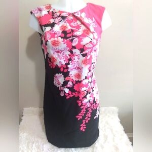 NWOT New York & Company woman's size 0 pink and black midi dress